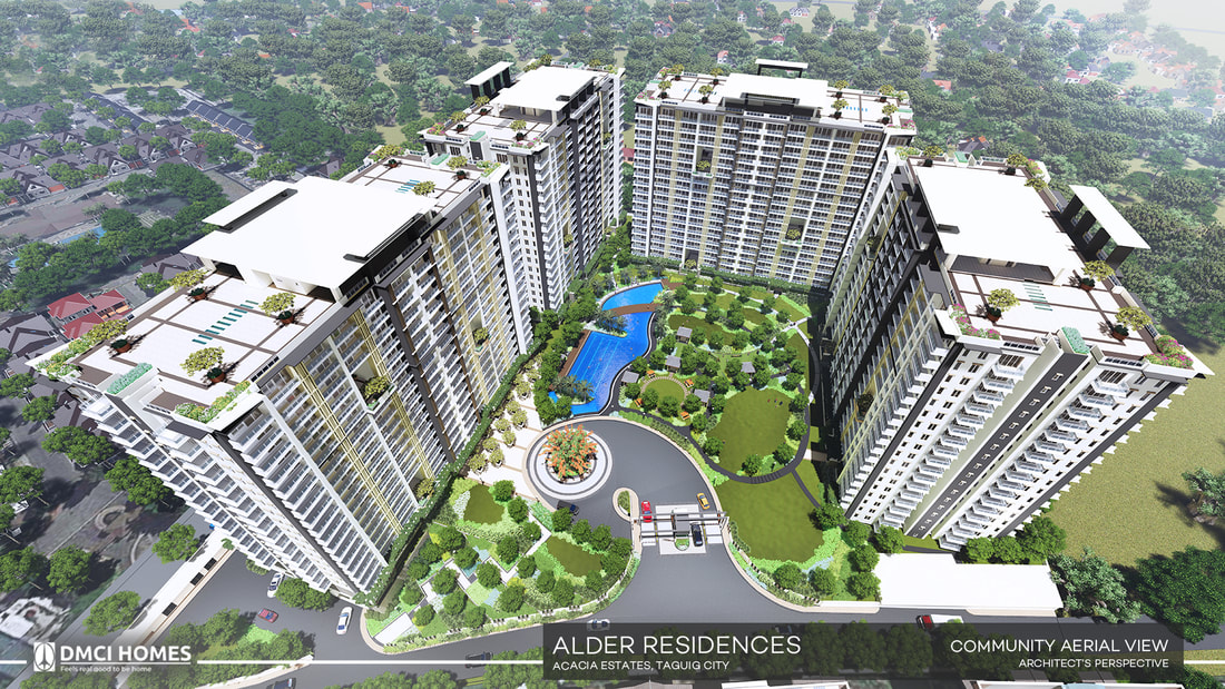 Alder Residences aerial view — ready-for-occupancy DMCI Homes development in Acacia Estates, Taguig