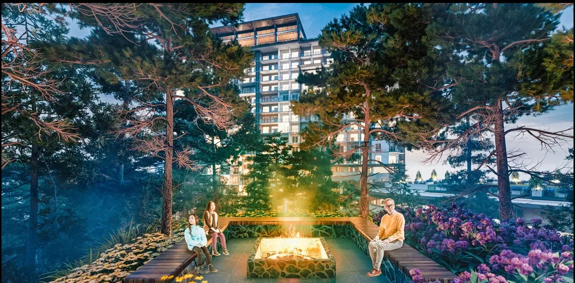 Fire pit at Moncello Crest among the pines