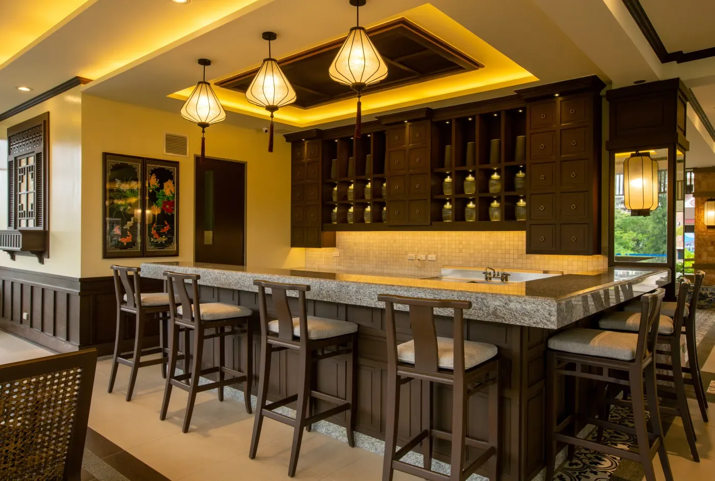 Bar area inside the Mulberry Place clubhouse