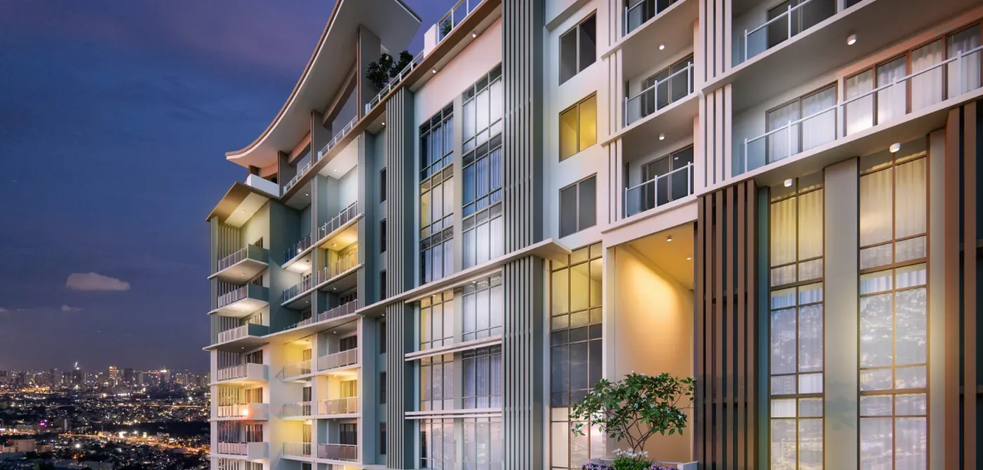 One Delta Terraces facade detail render