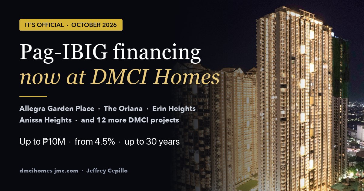 Pag-IBIG financing now at DMCI Homes