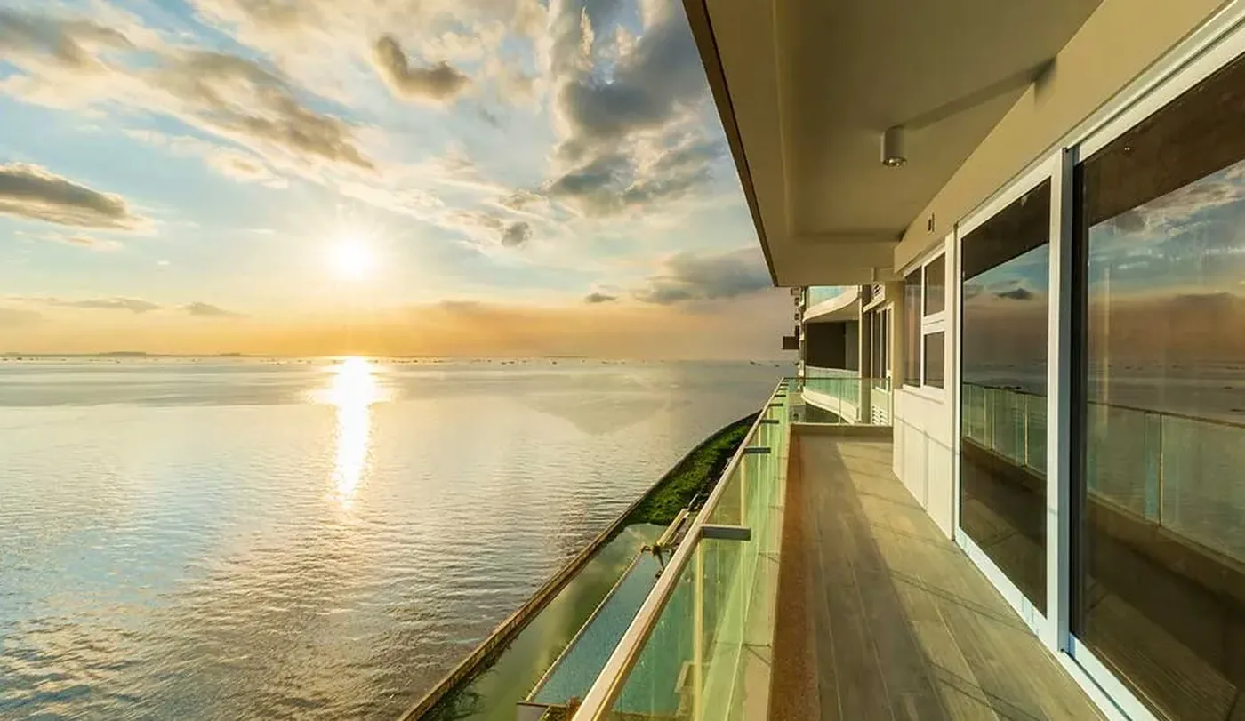 Sunset view over Manila Bay from an Oak Harbor Residences balcony