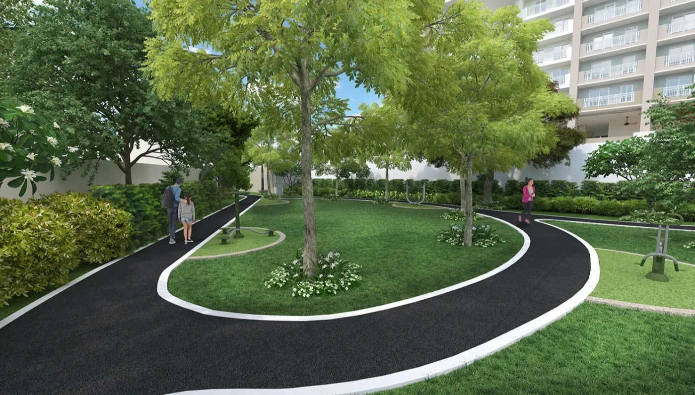 Jogging and biking path through the grounds at Prisma Residences