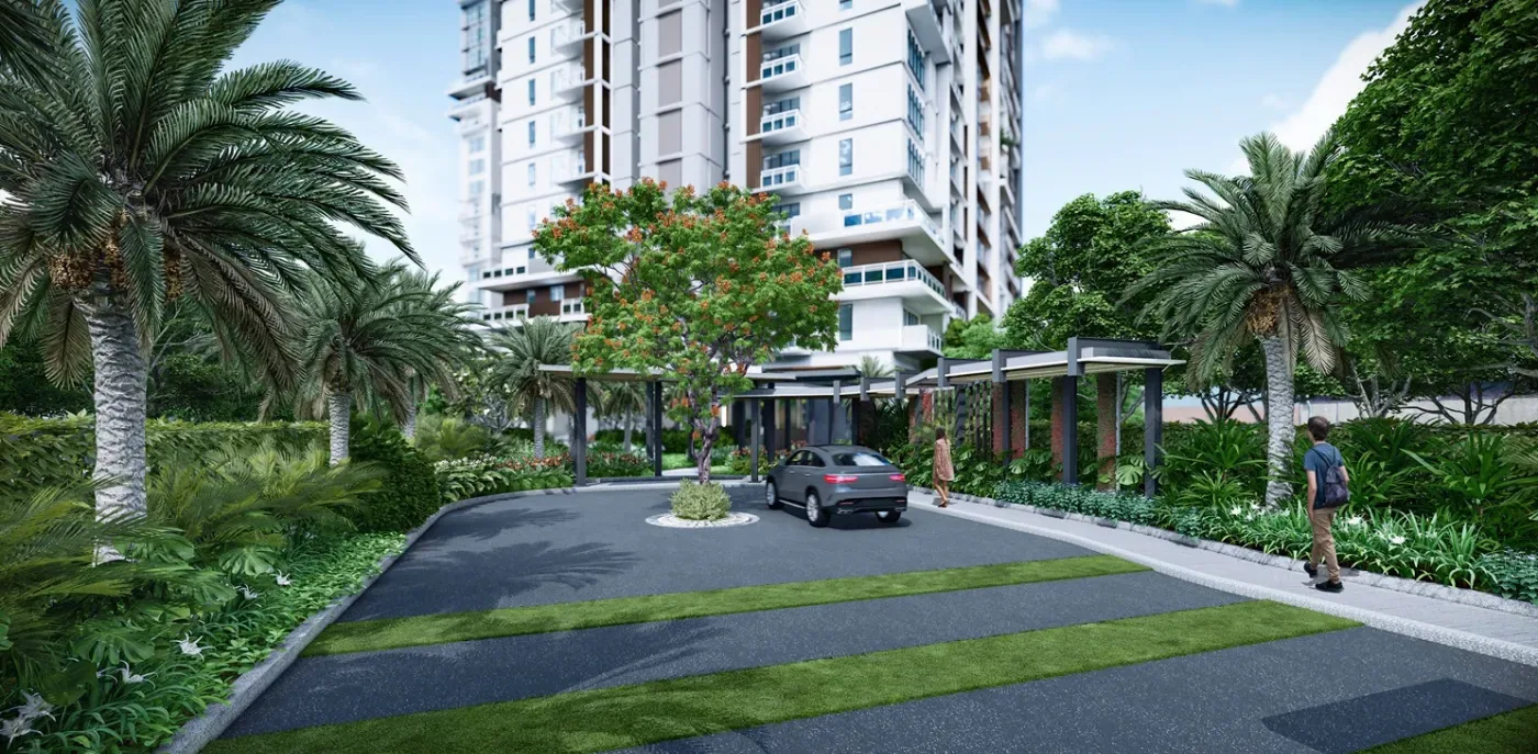 Covered drop-off area at Sage Residences